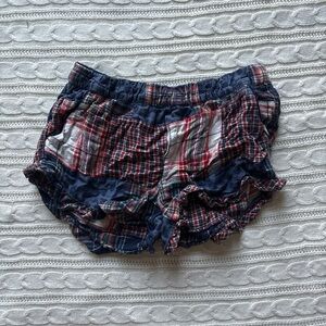 Aerie Plaid Pajama Shorts - Red and Blue
